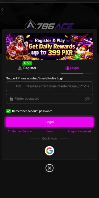 786ACE Game login