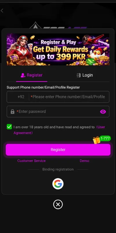 786ACE Game register